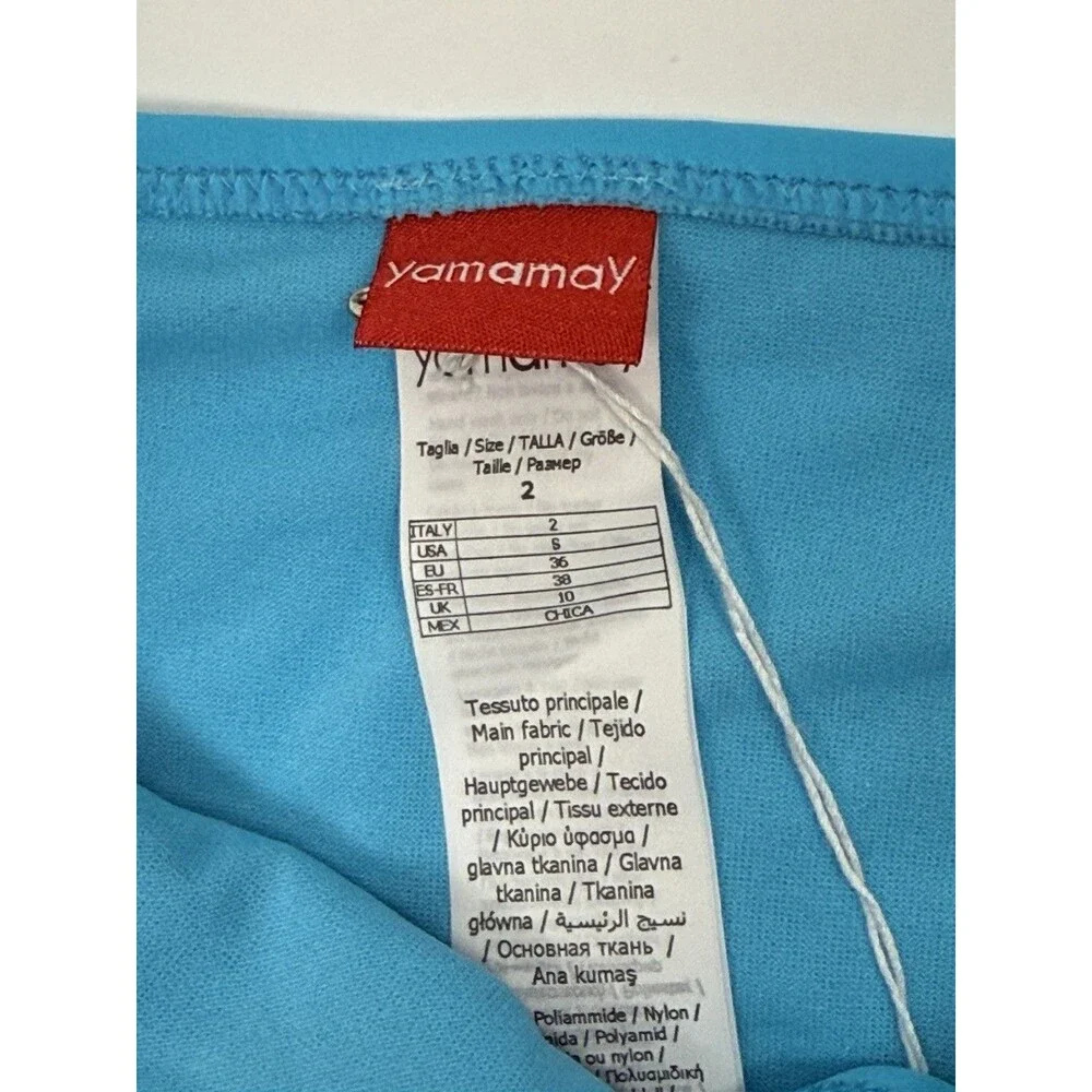 Yamamay Bikini Bottoms Small LOT 2 Side Tie Rainbow Blue‎ UPF Beach Vacation New